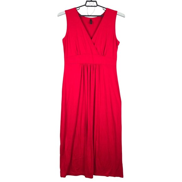 Womens Woosea Red Sleeveless Maxi Dress V Neck Pleated Waist Rayon Blend XXL - Picture 1 of 9